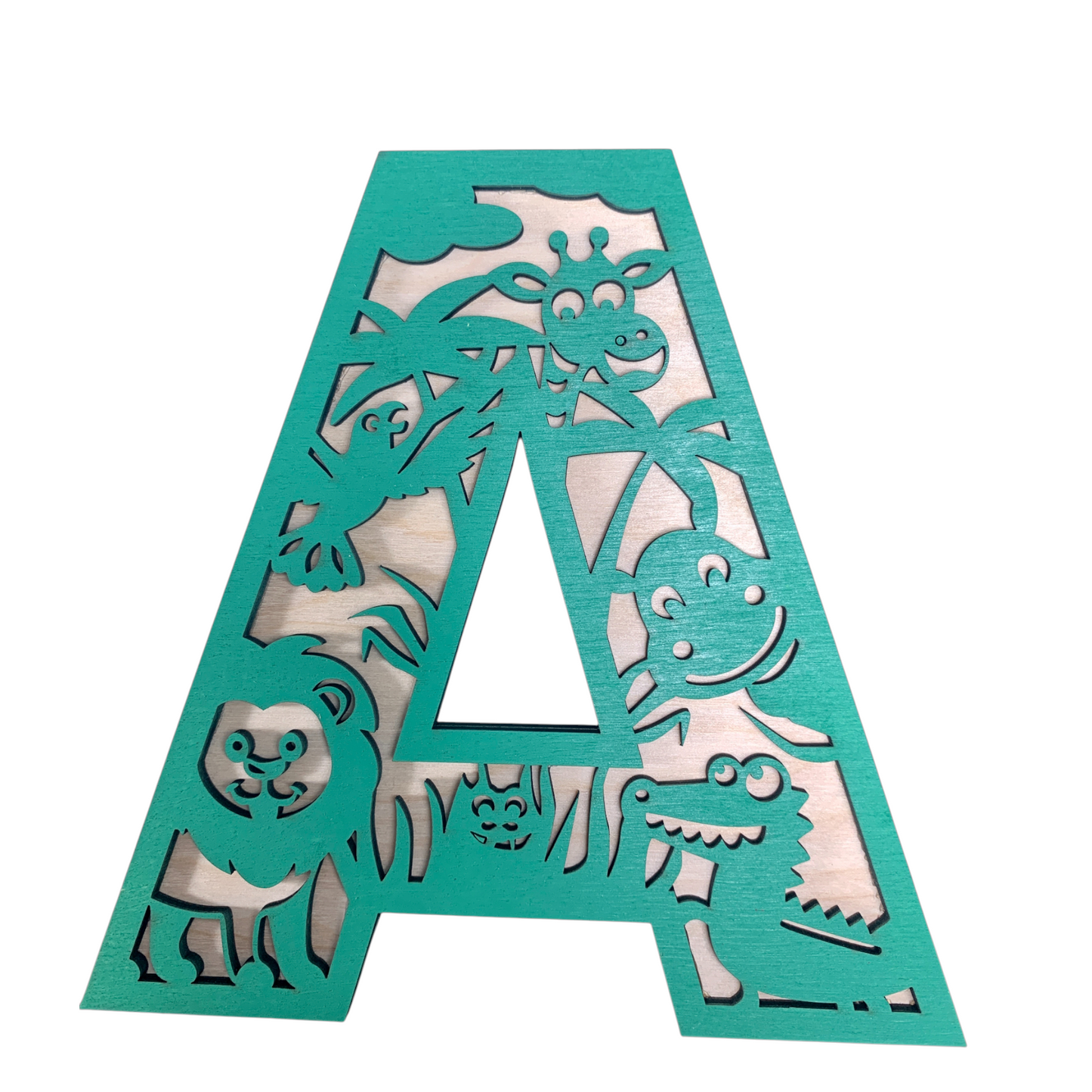 Lettre personnalisée en bois - Motif safari