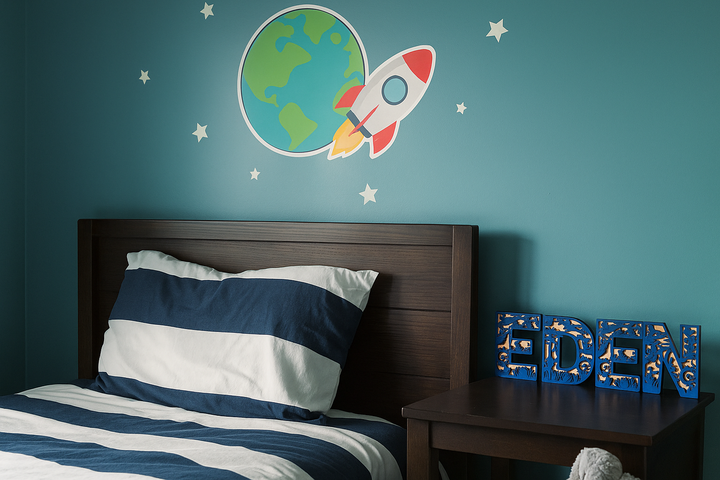 Lettre personnalisée en bois - Motif safari