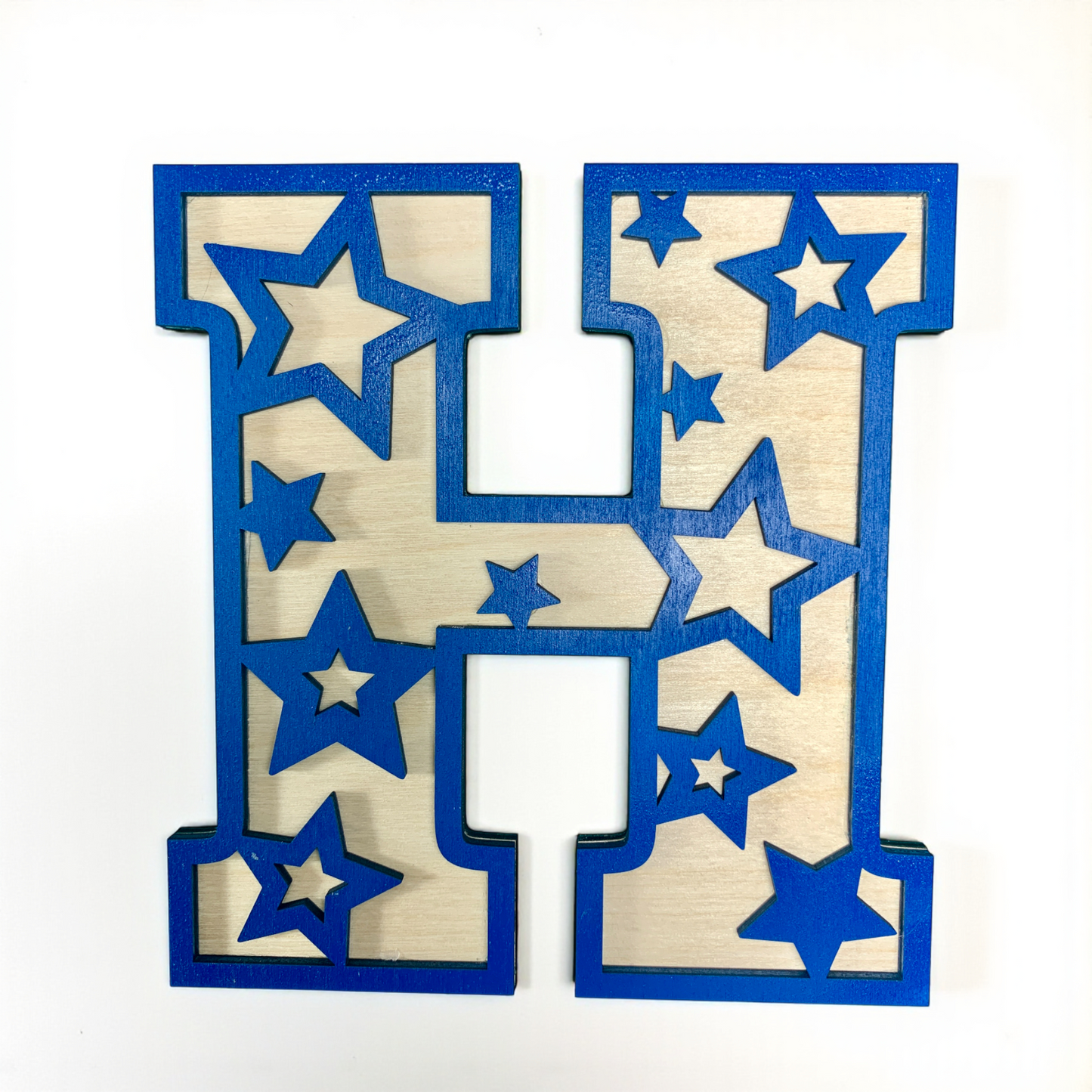 Lettre personnalisée en bois - Motif étoile