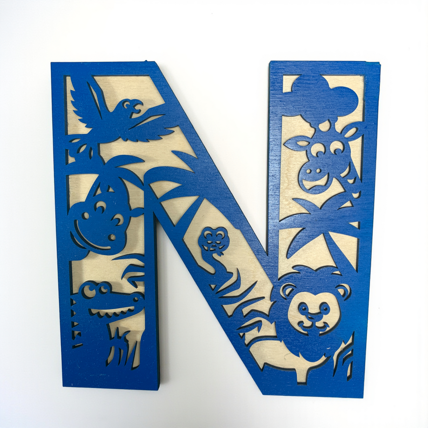 Lettre personnalisée en bois - Motif safari